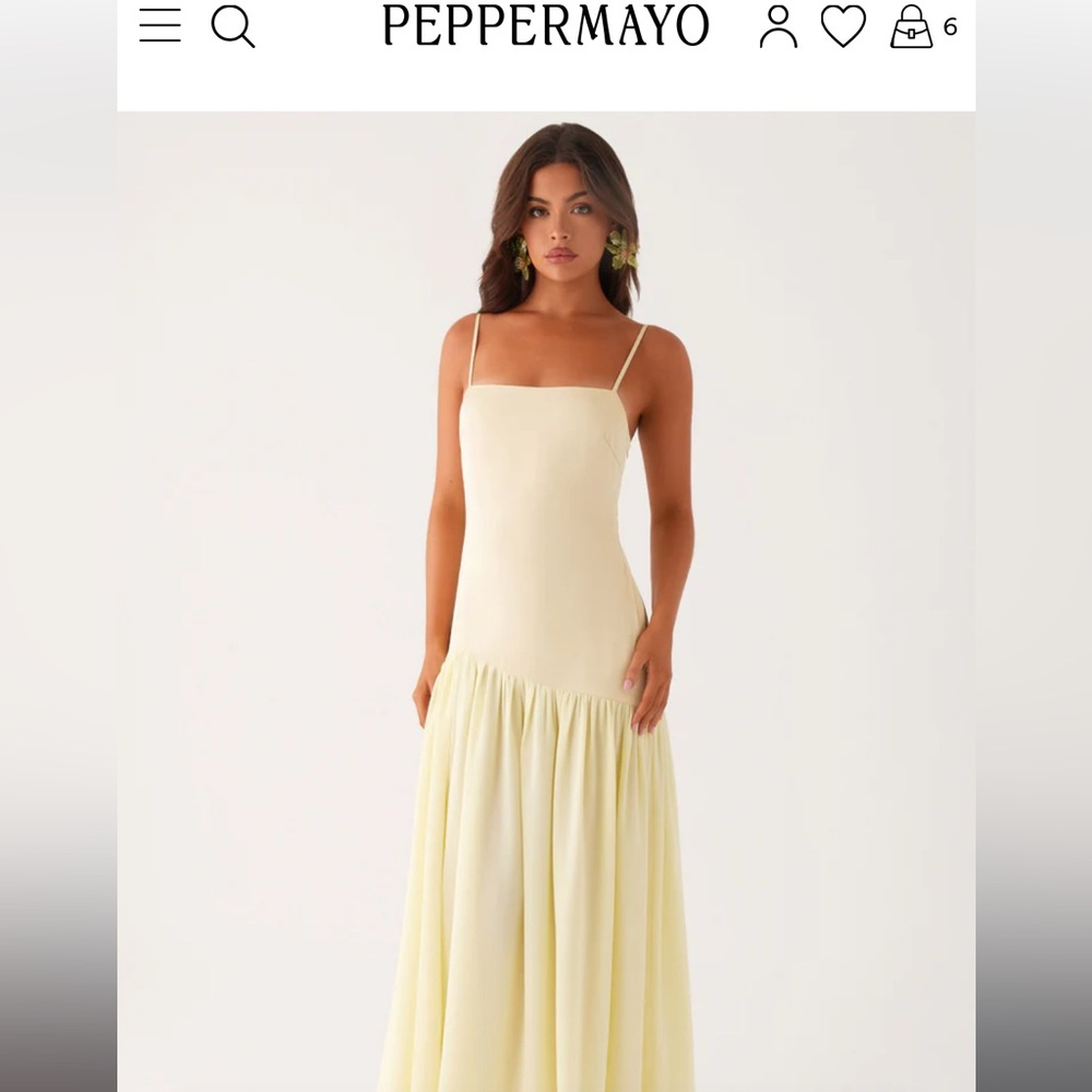 Peppermayo Pale Yellow Maxi Dress with Spaghetti Straps